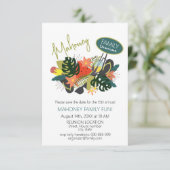 Save The Date Tropical Floral Family Réunion (Debout devant)