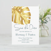 Save The Date Tropical Floral Gold Mariage (Debout devant)