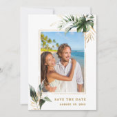 Save The Date Tropical Foliage Gold Mariage Photo Enregistrer La (Devant)