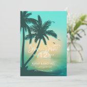 Save The Date Tropical Isle Sunrise Mariage Turquoise ID581 (Debout devant)