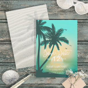 Save The Date Tropical Isle Sunrise Mariage Turquoise ID581