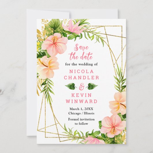 Save The Date Tropical Jungle with Foliage Wedding (Devant)