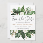 Save The Date Tropical Moderne Palm Cactus Blanc Floral (Devant)