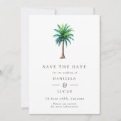 Save The Date Tropical Palm Tree Destination Wedding QR Code (Devant)