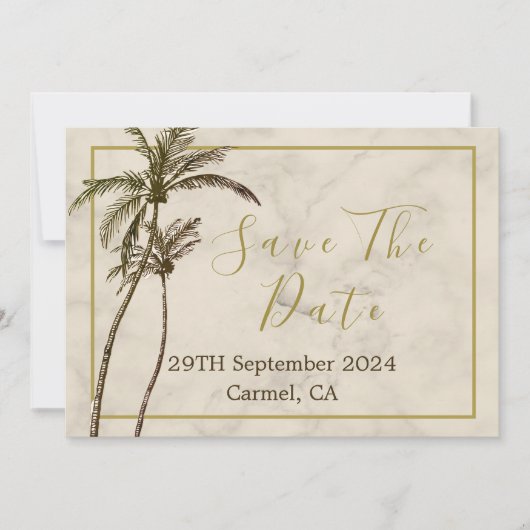 Save The Date Tropical Palm Tree élégant Mariage rustique modern (Devant)