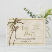 Save The Date Tropical Palm Tree élégant Mariage rustique modern (Debout devant)