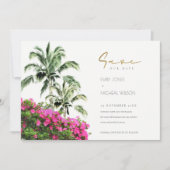 Save The Date Tropical palmier de Bougainville rose vert (Devant)