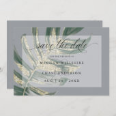 Save The Date Tropical Rustique Aquarelle Feuille Fendue (Devant / Derrière)