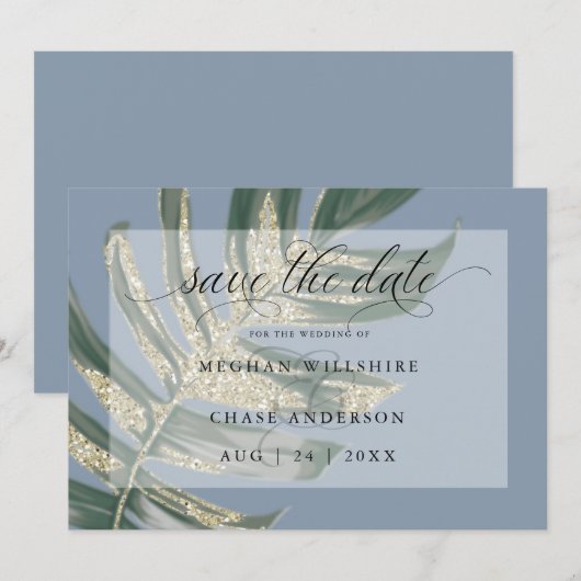 Save The Date Tropical Rustique Aquarelle Feuille Fendue Sauver (Devant / Derrière)