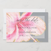 Save The Date Tropical Rustique Aquarelle Fleur Rose (Devant)