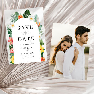 Save The Date Tropical Summer Floral Greenery Mariage Photo Arch