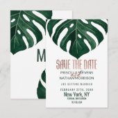 Save The Date Tropical Swiss Cheese Rose Mariage or  (Devant / Derrière)