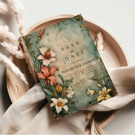 Save The Date Tropical Vintage Garden Wedding