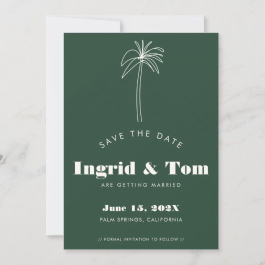 Save The Date Tropiques minimalistes vertes (Devant)