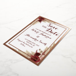 Save the Date Trouwfeest Pampas Gras Roze Goud Folie Uitnodiging