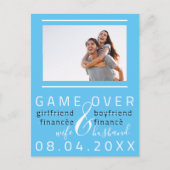 Save The Date Trouwfoto Funny Oceaan Blauw Briefkaart (Voorkant)