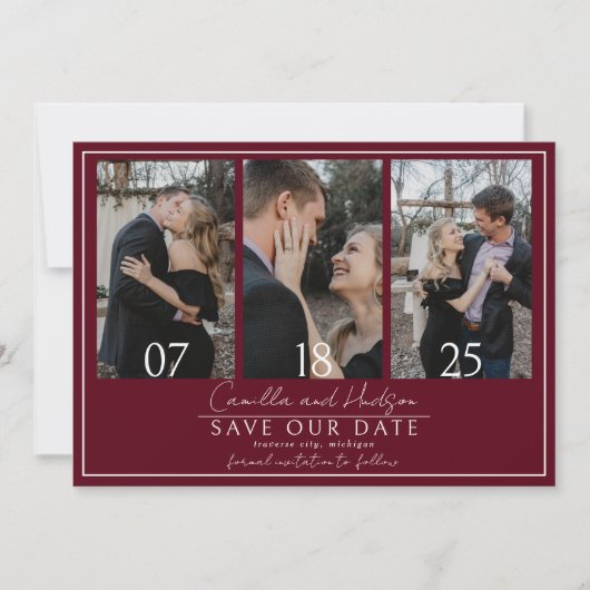 Save The Date True Simplicity 4 | Dark Burgundy | Wedding (Devant)