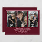Save The Date True Simplicity 4 | Dark Burgundy | Wedding (Devant / Derrière)