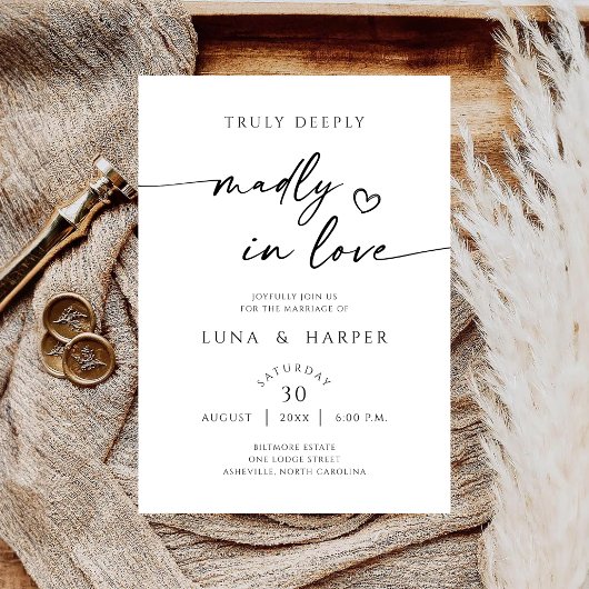 Save The Date Truly Deeply Madly In Love Elegant Wedding Invite