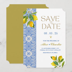 Save The Date Tuiles et citrons méditerranéens pour Sauvegarder