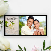 Save The Date Tulipe blanche, perles, anneaux mariage Enregistre