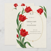 Save The Date Tulipe botanique écarlate vif (Devant / Derrière)