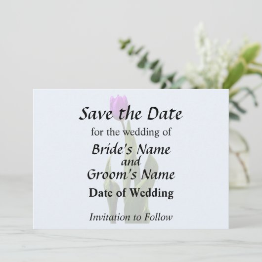 Save The Date Tulipe pourpre simple (Debout devant)