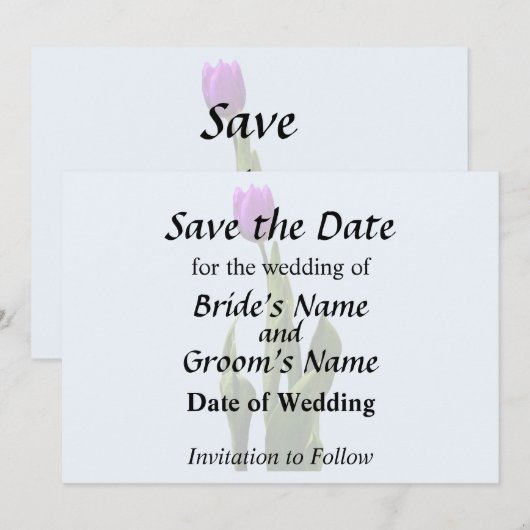 Save The Date Tulipe pourpre simple (Devant / Derrière)