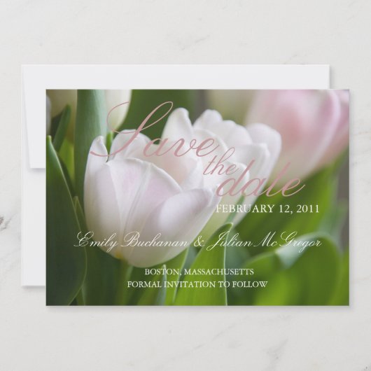 Save The Date Tulipes blanches • Annonce de sauvegarde de la dat (Devant)