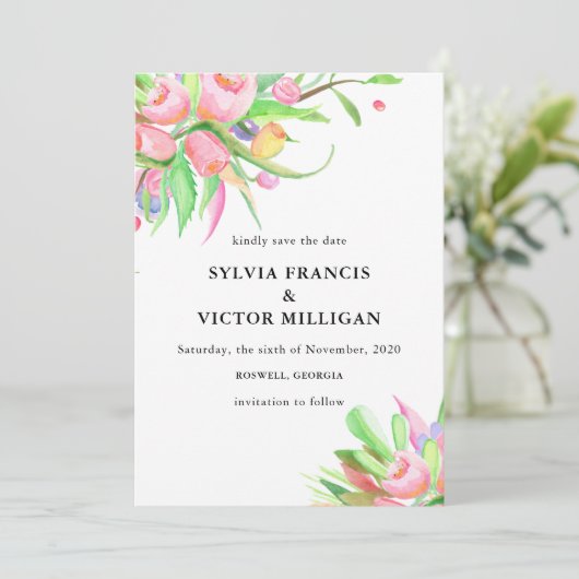 Save The Date Tulipes d'aquarelle Enregistrer la date (Debout devant)