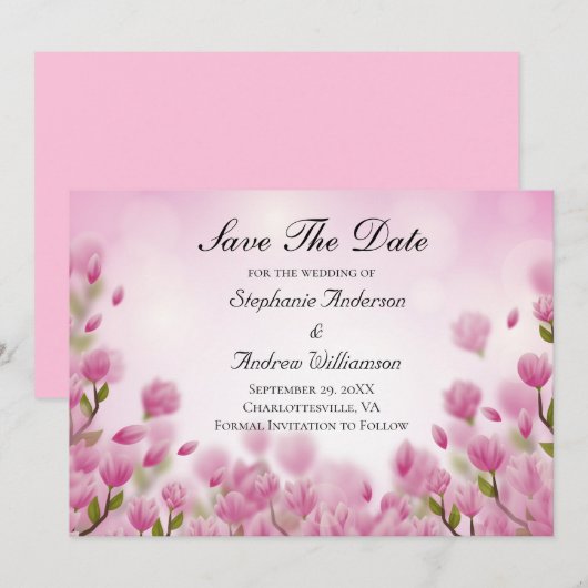 Save The Date Tulipes roses Fleurs Mariage floral (Devant / Derrière)
