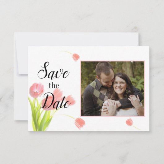 Save The Date Tulipes roses tendres (Devant)
