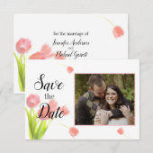 Save The Date Tulipes roses tendres (Devant / Derrière)