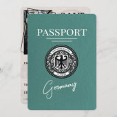 Save The Date Turquoise Allemagne Passeport Enregistrer La Date (Devant / Derrière)