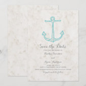 Save The Date Turquoise Ancre rustique Enregistrer l'Invitation  (Devant / Derrière)