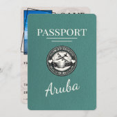Save The Date Turquoise Aruba Passeport Enregistrer La Date (Devant / Derrière)