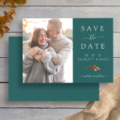 Save The Date Turquoise Automne Feuilles Photo Enregistrer La Da