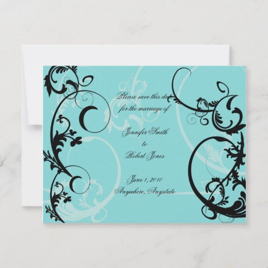 Save The Date Turquoise avec brun noir (Devant)