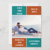 Save The Date Turquoise bleu, couleur rouille bloc mariage Enreg (Devant)