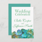 Save The Date Turquoise bleu jaune rose hydrangée fleurs florale (Devant / Derrière)