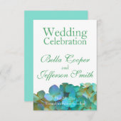 Save The Date Turquoise bleu jaune rose hydrangée fleurs florale (Devant / Derrière)