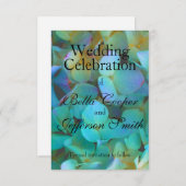 Save The Date Turquoise bleu jaune rose hydrangée fleurs florale (Devant / Derrière)
