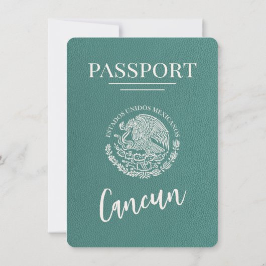 Save The Date Turquoise Cancun Passeport Enregistrer La Date (Dos)