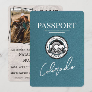 Save The Date Turquoise Colorado Passeport Enregistrer La Date