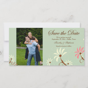 Save The Date Turquoise doux + crème mariage floral enregistrer
