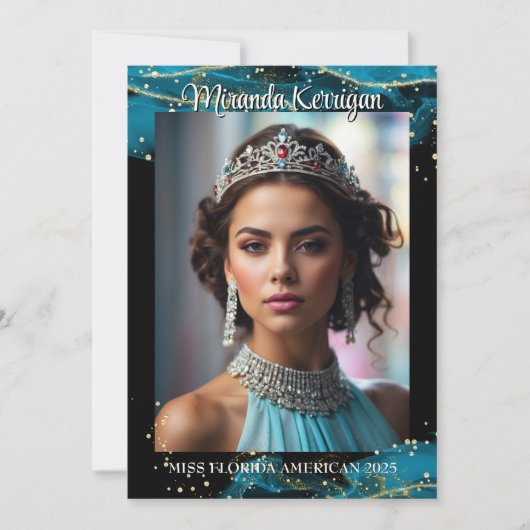 Save The Date Turquoise Dream Pageant Autograph Card QR Code (Devant)