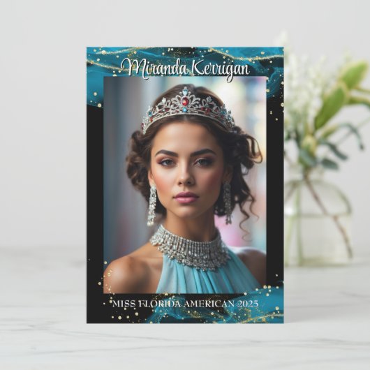 Save The Date Turquoise Dream Pageant Autograph Card QR Code (Debout devant)