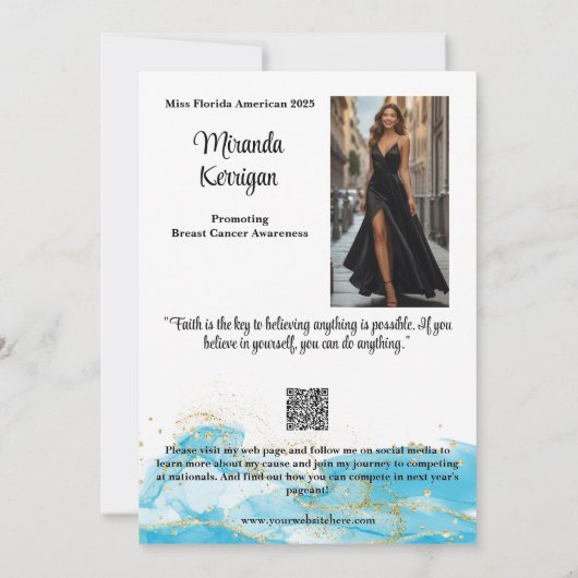 Save The Date Turquoise Dream Pageant Autograph Card QR Code (Dos)