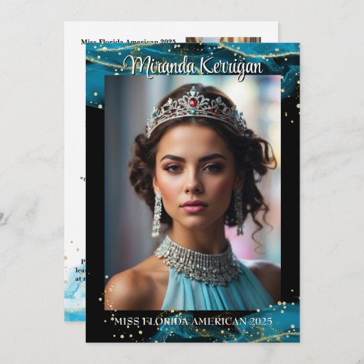 Save The Date Turquoise Dream Pageant Autograph Card QR Code (Devant / Derrière)