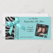 Save The Date Turquoise Et Argent Zebra Gems Enregistrer La Cart (Devant)